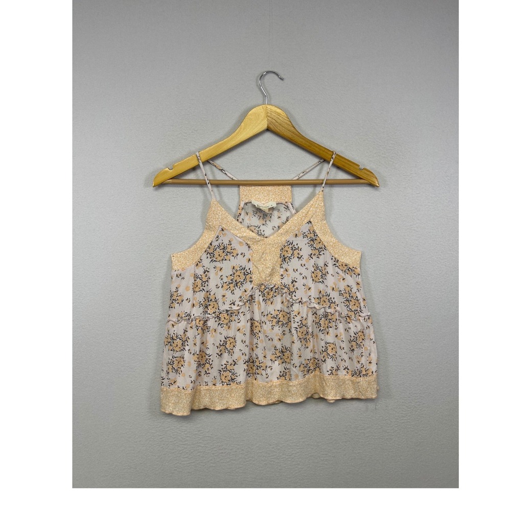 Cottagecore Urban Romantics Womens Small Yellow Floral Tiered Babydoll Cami Top